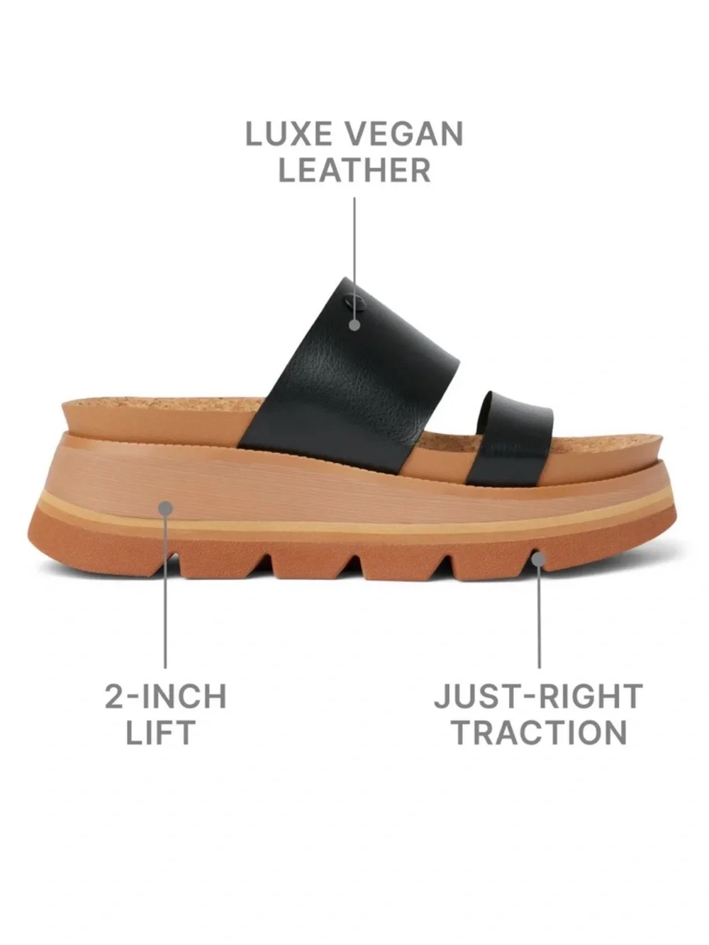 Reef Vista Luxe Siaa Black Leather Double-Strap Continued Comfort Sandal